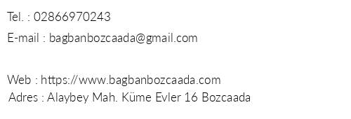 Baban Bozcaada telefon numaralar, faks, e-mail, posta adresi ve iletiim bilgileri